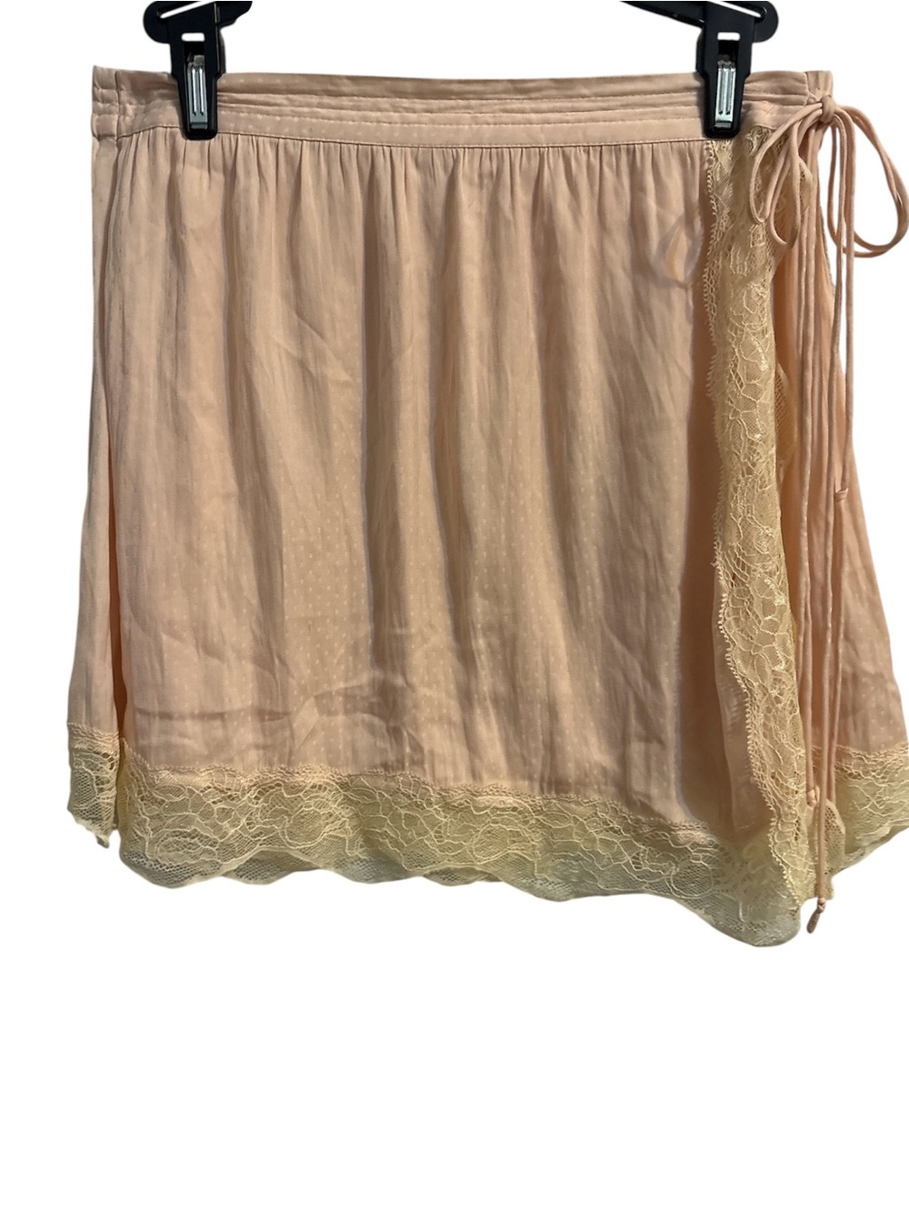 Free People Intimately Blush Peach Lace-Trim Wrap Chemise Slip Skirt Small